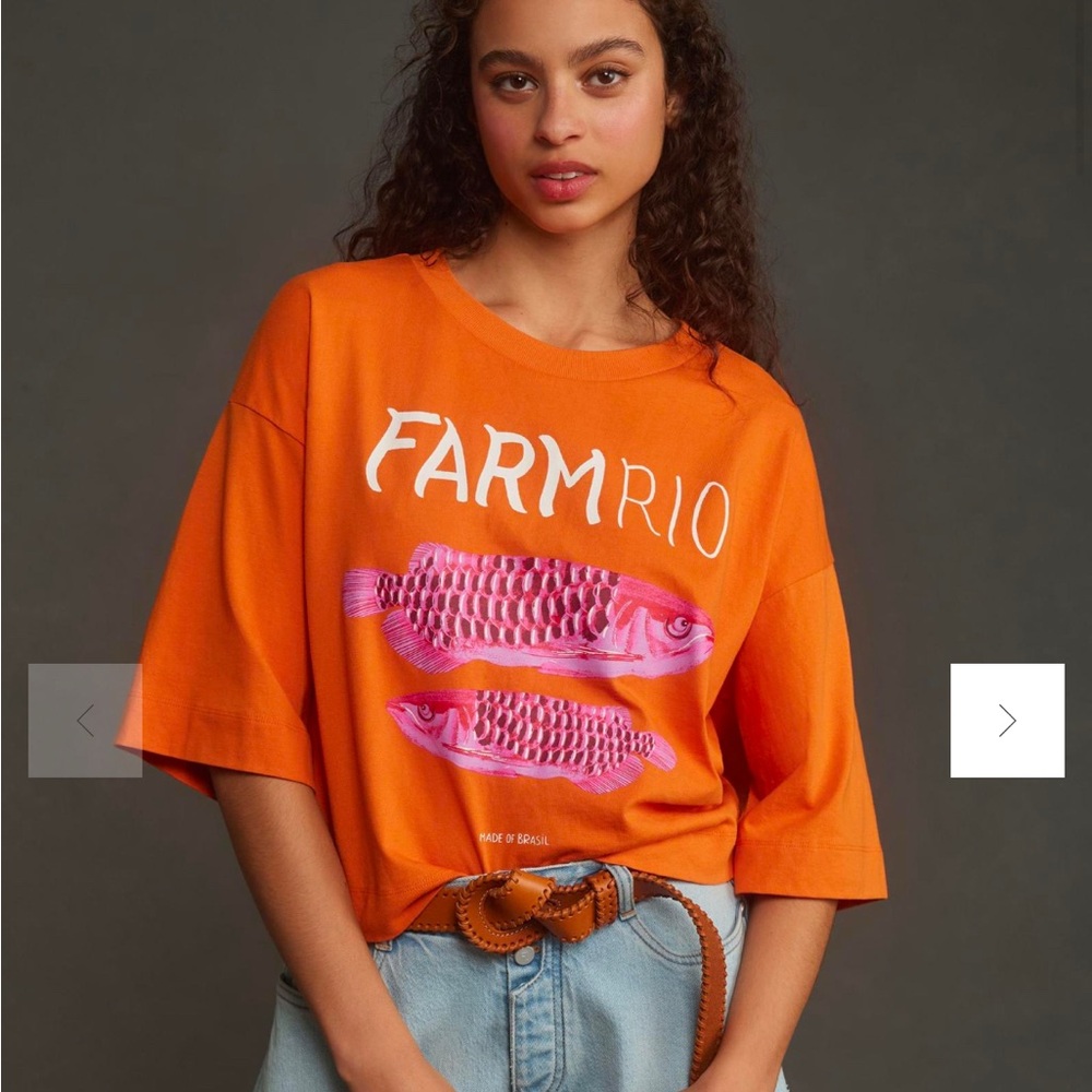 NWT Farm Rio Women's Orange Graphic Top- size medium